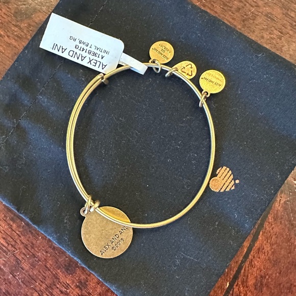 Alex and Ani gold tone bangle bracelet letter “T” - Picture 2 of 5